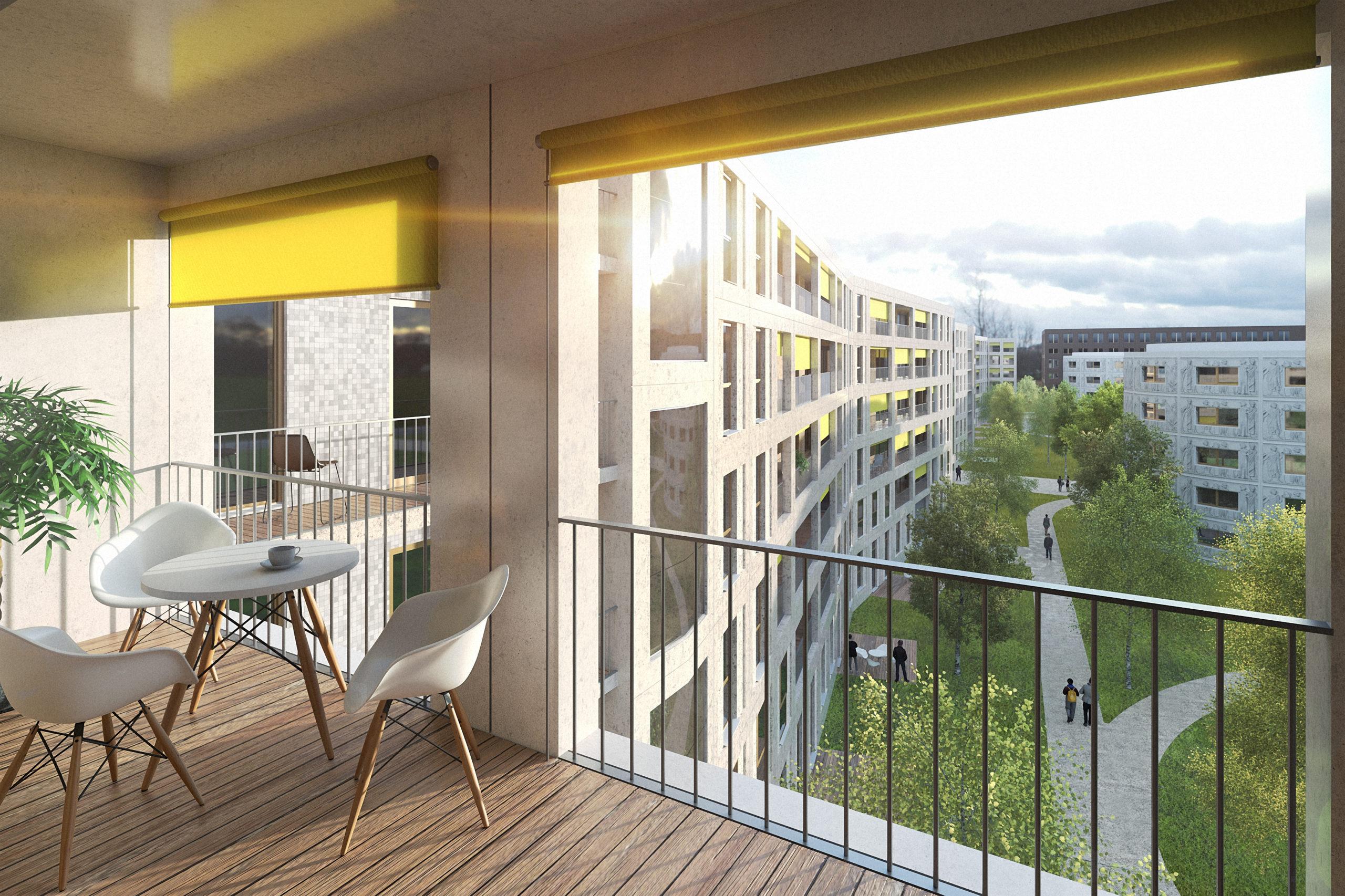 Perspective de logements à Gif-sur-Yvette pour l'Atelier d'architecture Philippe Prost, vue 02